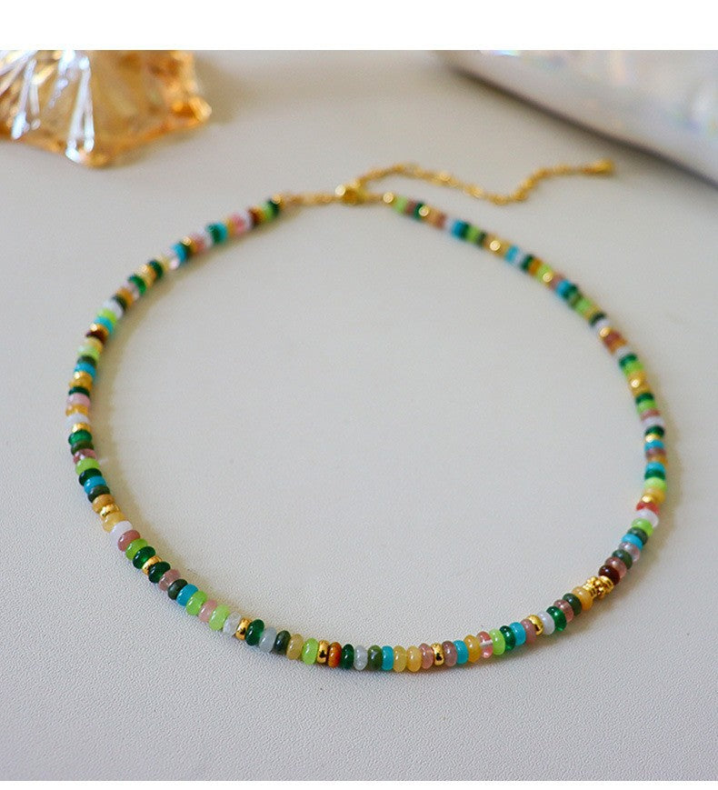 High-end exquisite vintage colorful abacus bead necklace