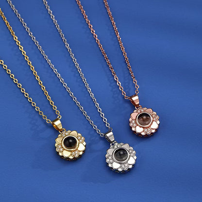 Photo projection sunflower necklace