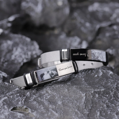 Pulsera tejida grabada para hombre 