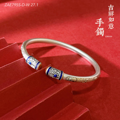 Pulsera de plata de ley con elefante esmaltado
