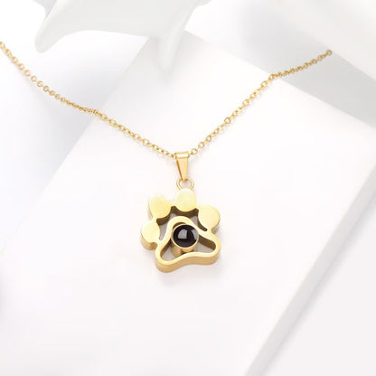 Photo projection dog paw necklace