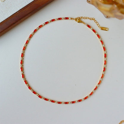 Pulsera de circonitas coloridas con personalidad retro sencilla