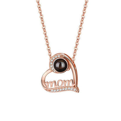 Photo projection MOM heart necklace