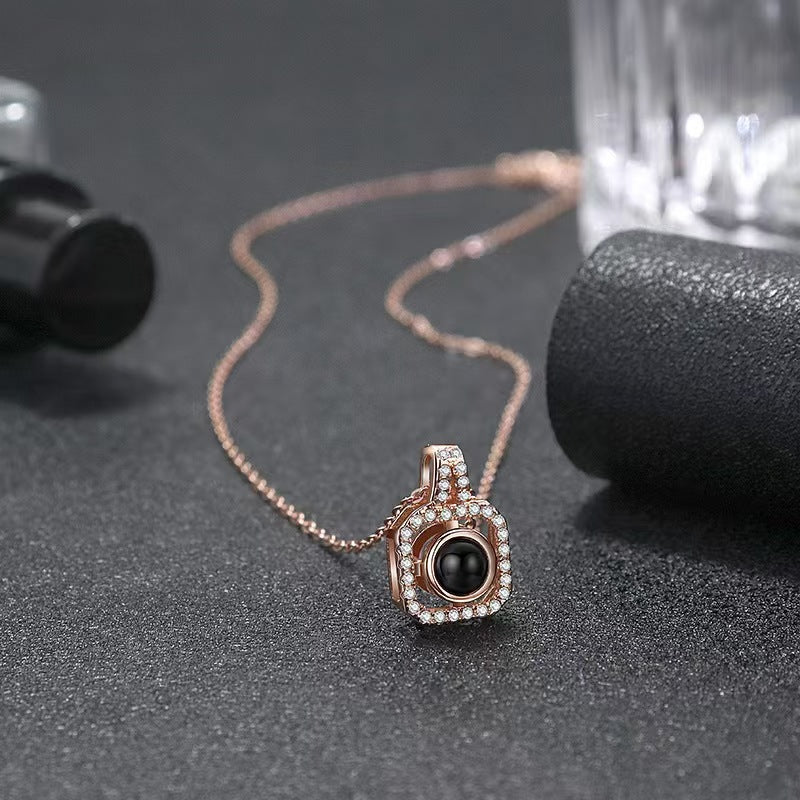 Photo projection square you necklace