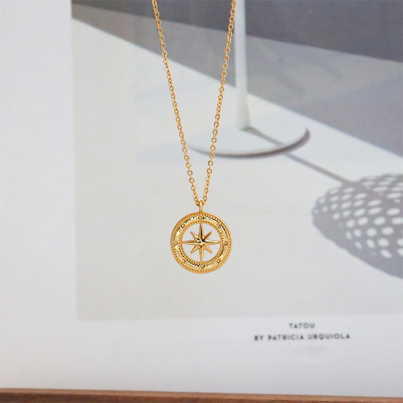 Fashionable and popular personality retro eight-pointed star necklace