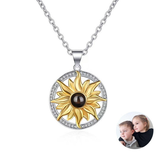 Photo projection sunflower necklace