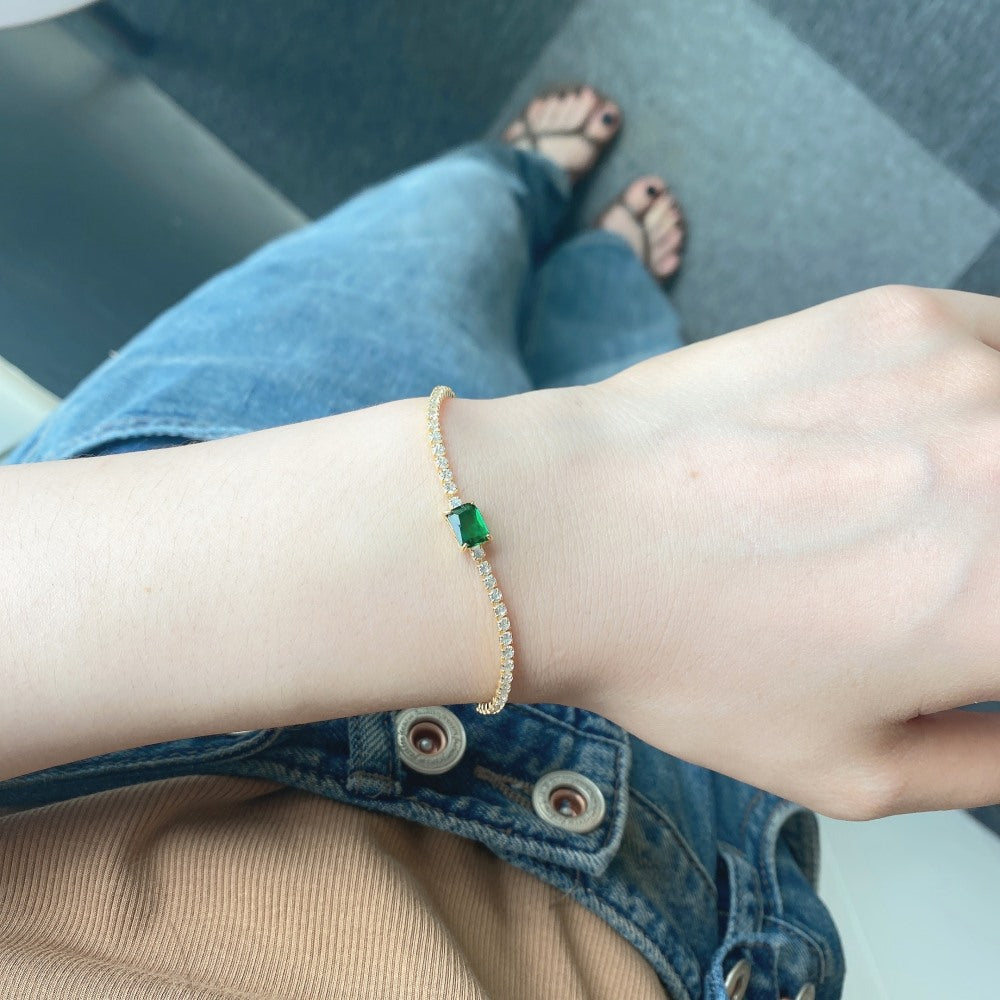 Pulsera de tenis de lujo con circonita esmeralda