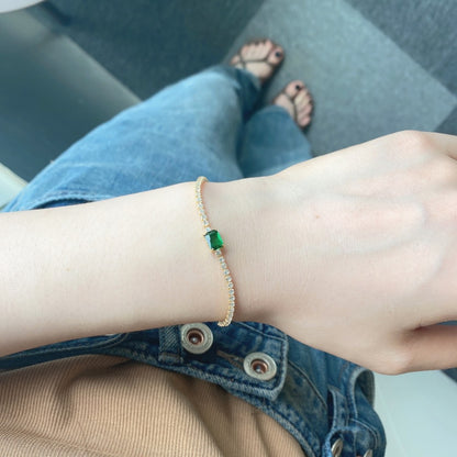 Pulsera de tenis de lujo con circonita esmeralda