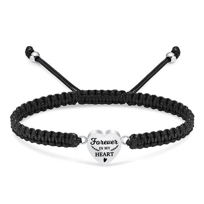 Engraved heart-shaped woven rope bracelet