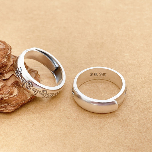 Anillo de pareja de plata de ley de estilo étnico