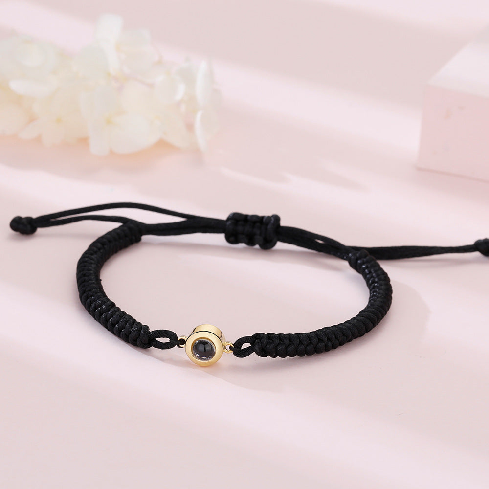 Photo projection colorful couple braided bracelet