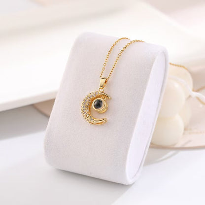 Photo Projection Moon Pendant Necklace