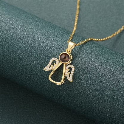 Photo Projection Angel Wings Necklace