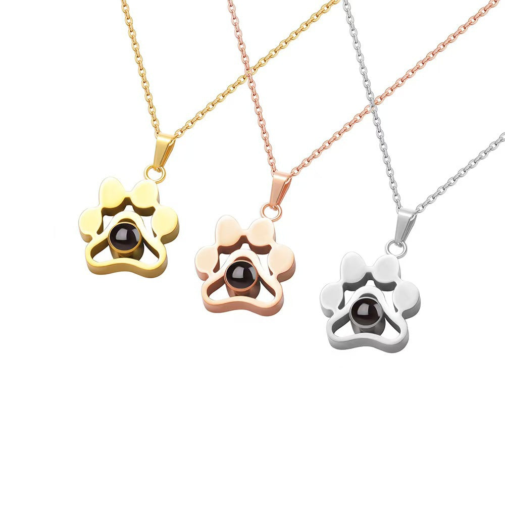 Photo projection pendant necklace