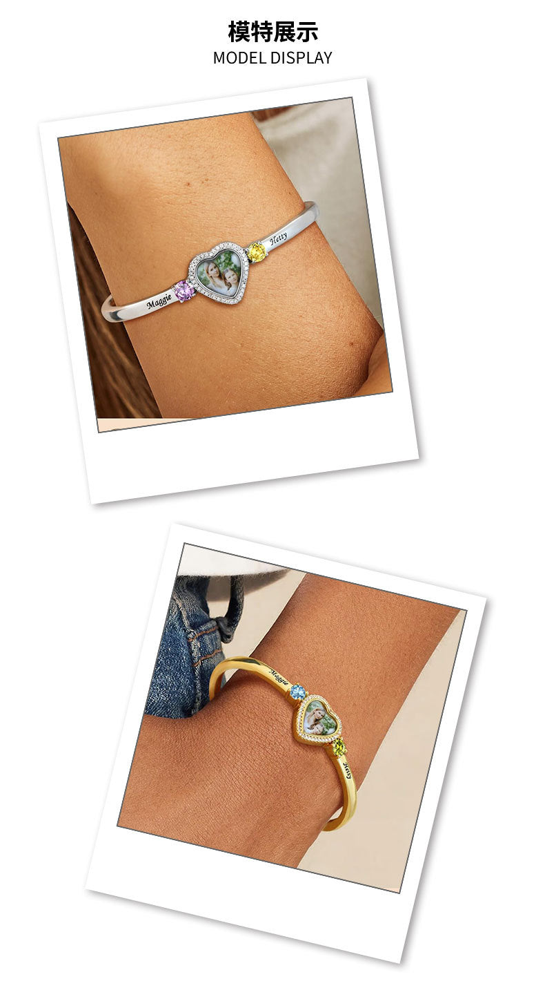 Custom photo heart photo bracelet