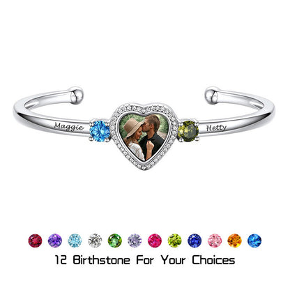 Custom photo heart photo bracelet