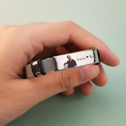 Pulsera tejida grabada para hombre 