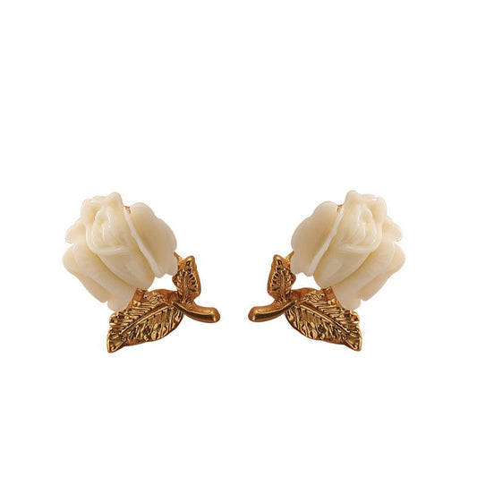 Elegant tulip flower silver needle earrings ladies necklace
