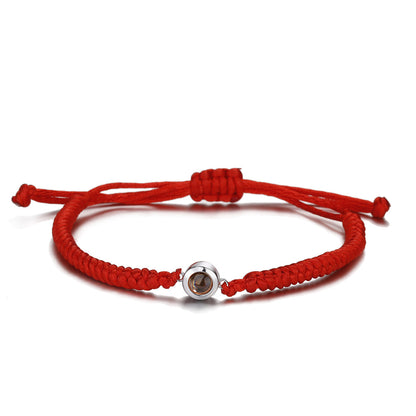Photo projection colorful couple braided bracelet