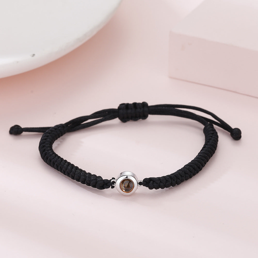 Photo projection colorful couple braided bracelet