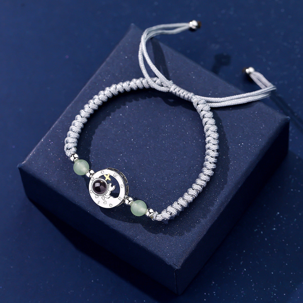 Photo projection sun and moon lovers braided bracelet