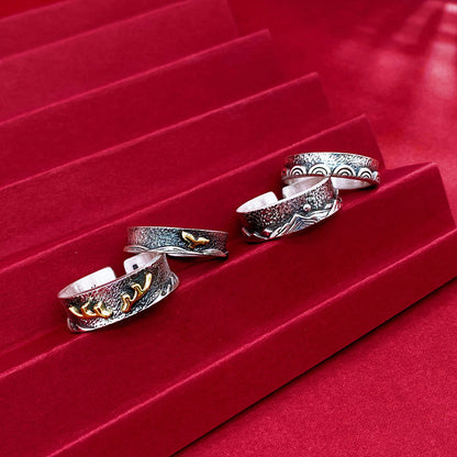 Anillos de pareja de plata de ley de moda