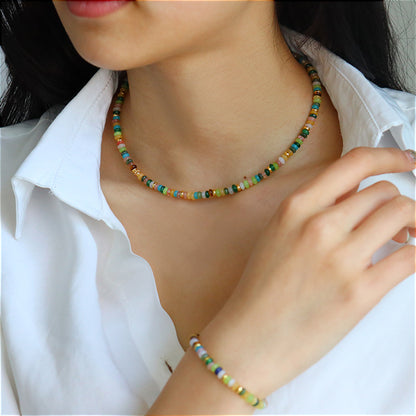 High-end exquisite vintage colorful abacus bead necklace