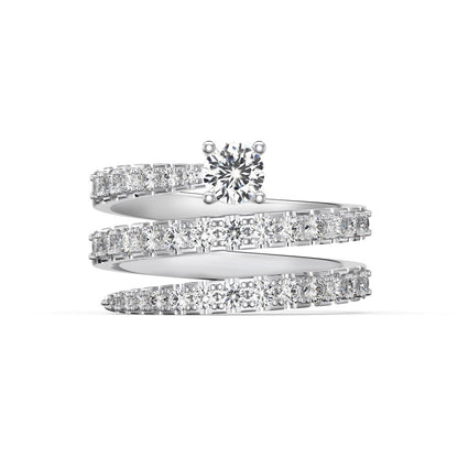 Anillo de diamantes en espiral moderno y personalizado.
