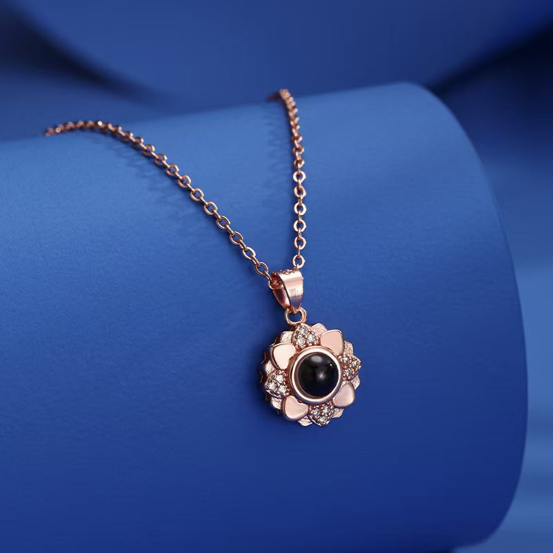 Photo projection sunflower necklace