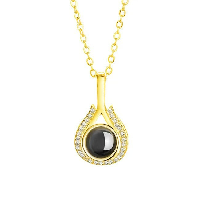 Photo projection heart-shaped teardrop necklace