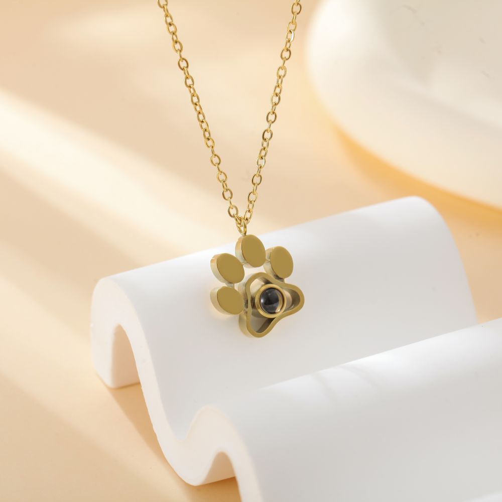 Dog Paw Photo Projection Necklace