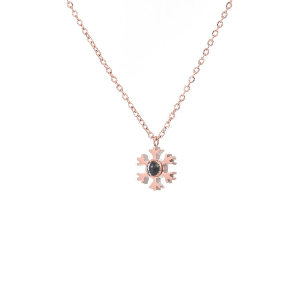 Projection Photo Snowflake Necklace