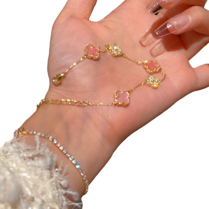 Zirconia Flower Lobster Clasp Bracelet