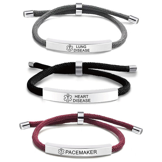 Pulsera recordatoria con logotipo médico grabado con láser