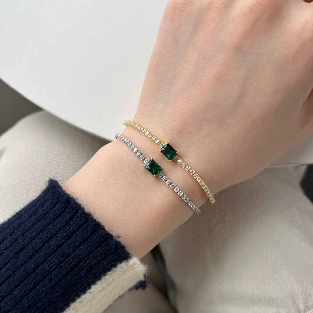 Pulsera de tenis de lujo con circonita esmeralda