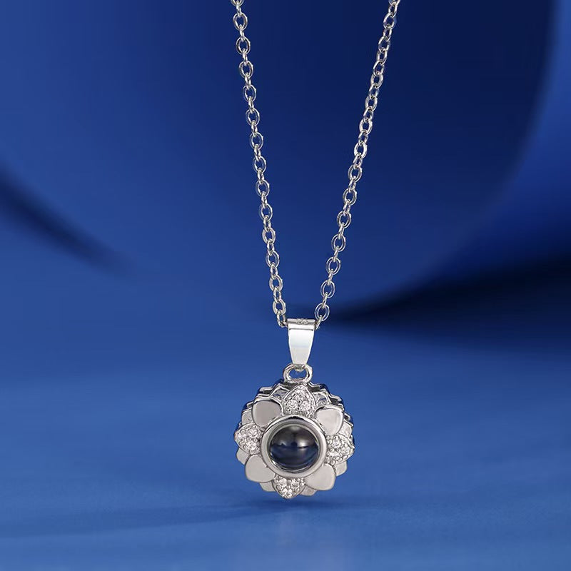 Photo projection sunflower necklace