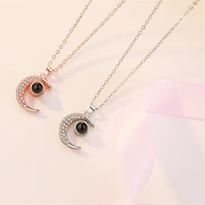 Photo Projection Moon Pendant Necklace