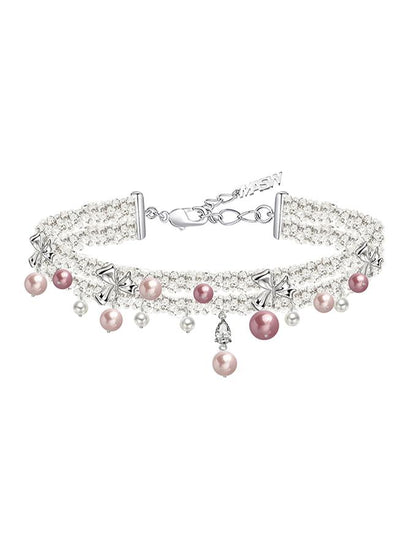 Colored pearl choker necklace