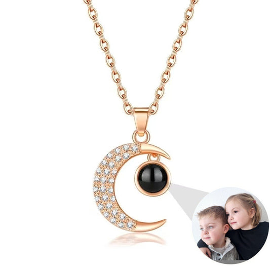 Photo Projection Moon Pendant Necklace