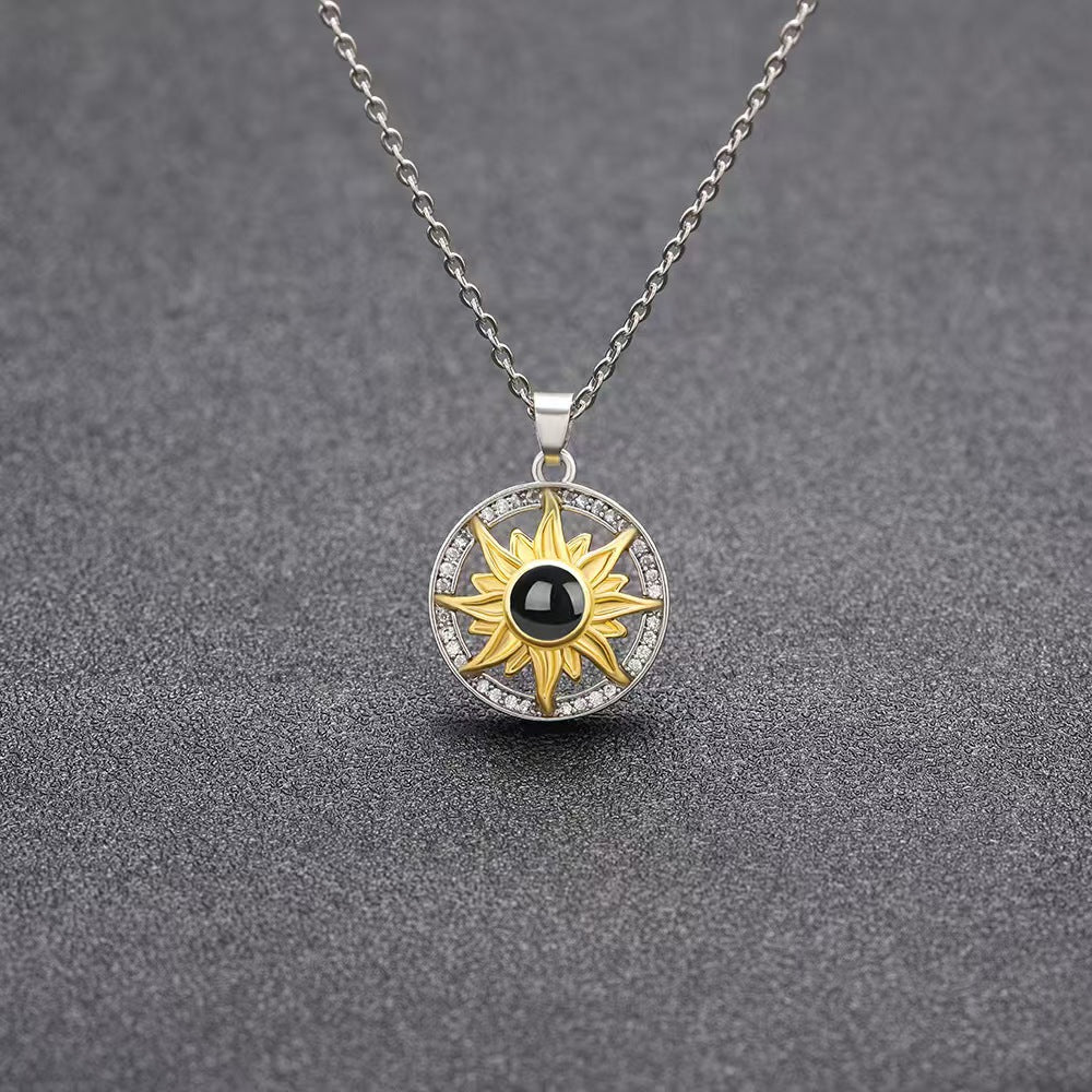 Photo projection sunflower necklace