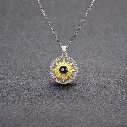 Photo projection sunflower necklace