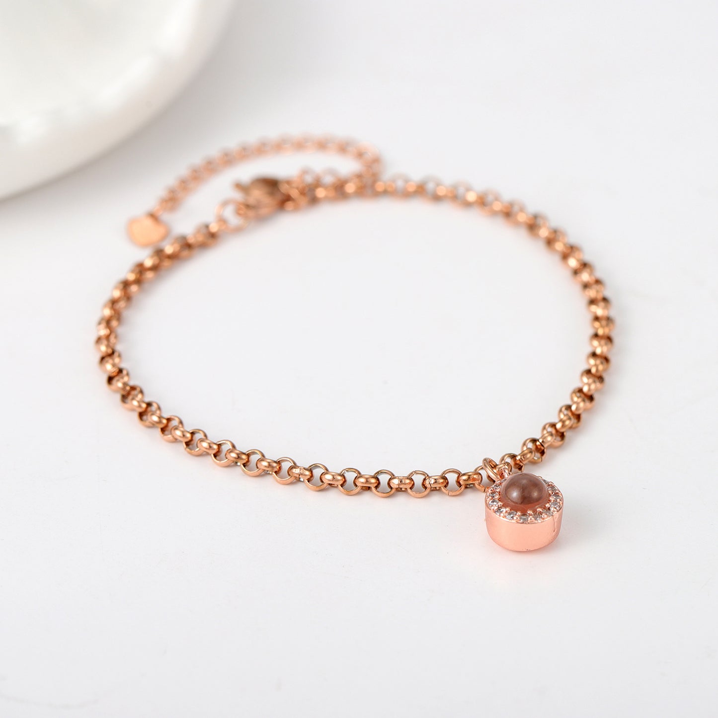 Projection photo round bubble couple bracelet