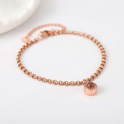 Projection photo round bubble couple bracelet