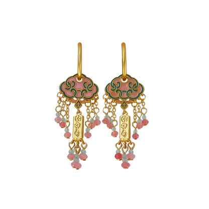 Chinese ancient retro colorful oil drop earrings
