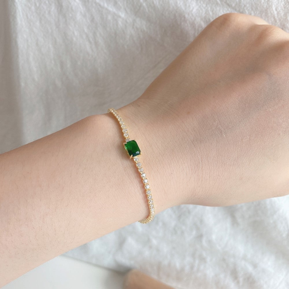 Pulsera de tenis de lujo con circonita esmeralda