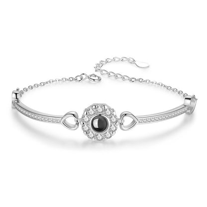 Pulsera de girasol con circonitas y proyección de fotos 
