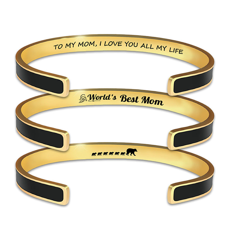 Laser Engraved Oil-Dripping Gold Bracelet