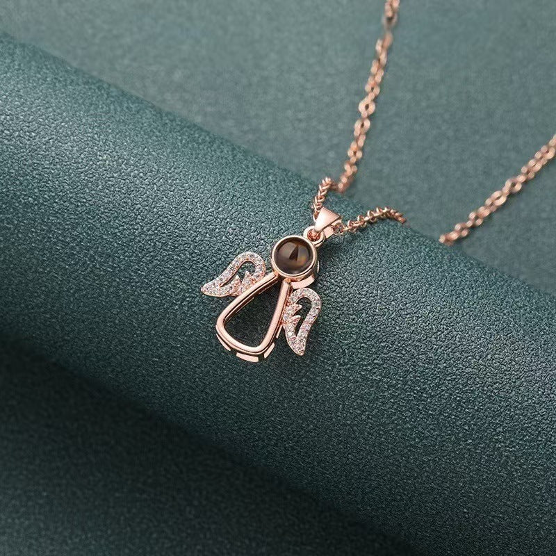 Photo Projection Angel Wings Necklace
