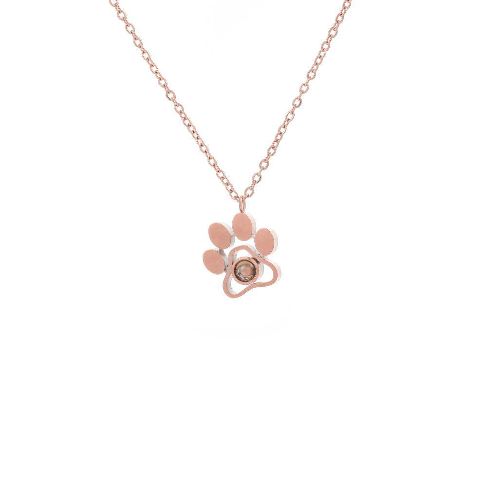 Dog Paw Photo Projection Necklace