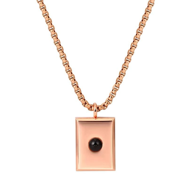 Photo projection square necklace